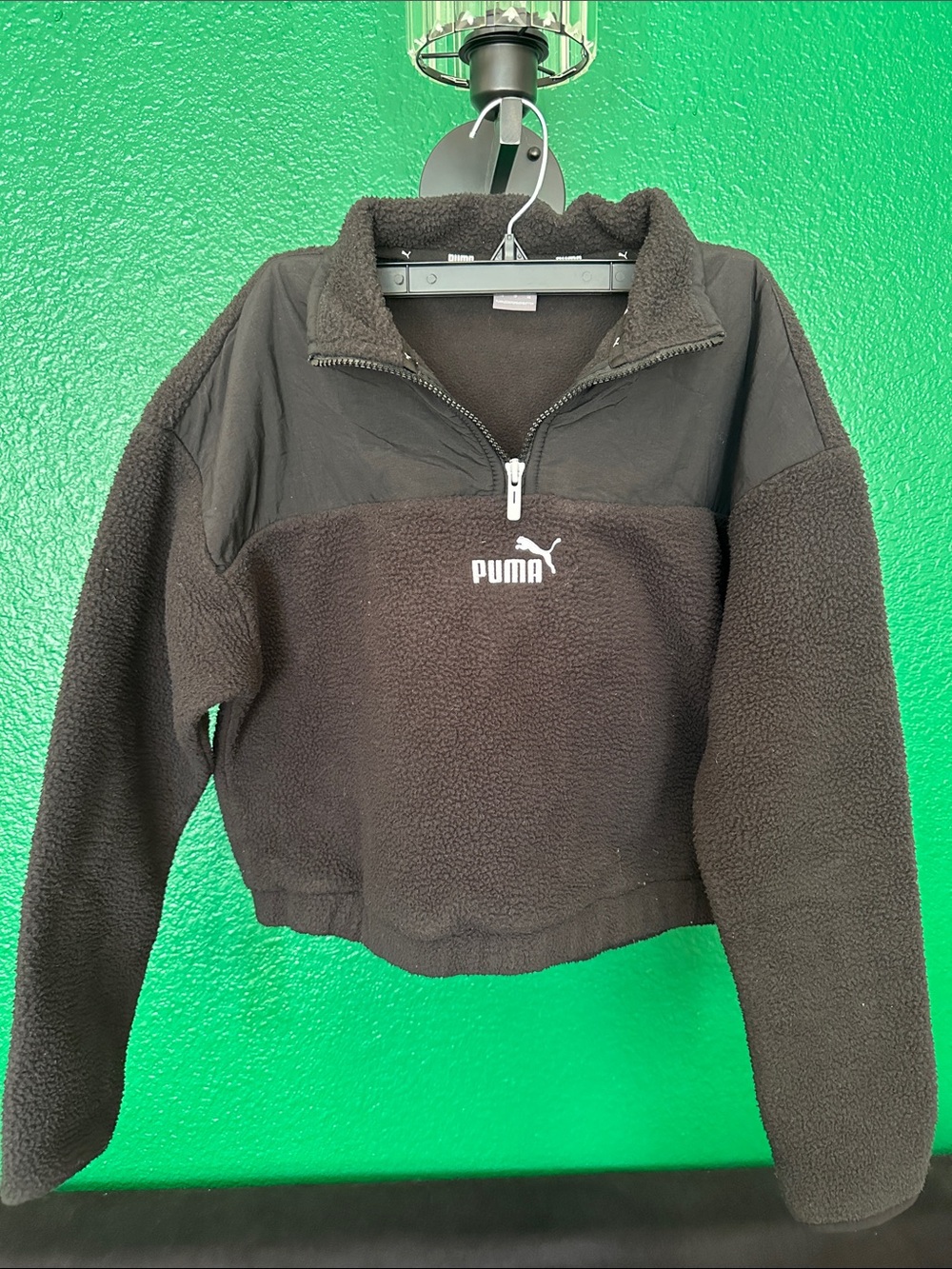 Puma Black Half-Zip Sherpa Pullover XS